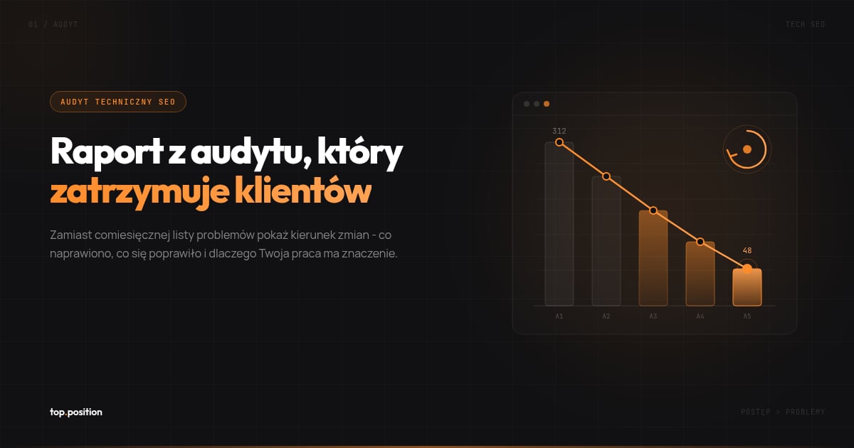 Audyt techniczny SEO, który zatrzymuje klienta: 4 kroki od listy błędów do raportu postępu