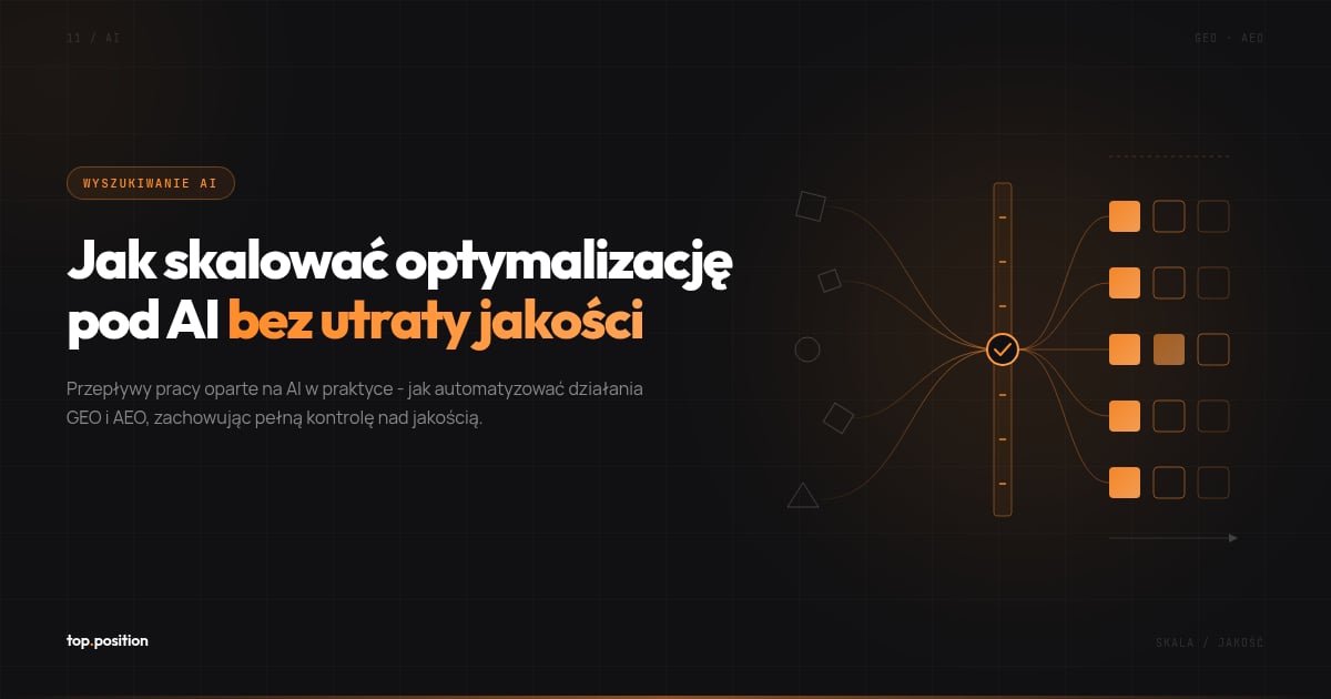 Jak skalować optymalizację pod AI search z workflow AI i nie stracić jakości