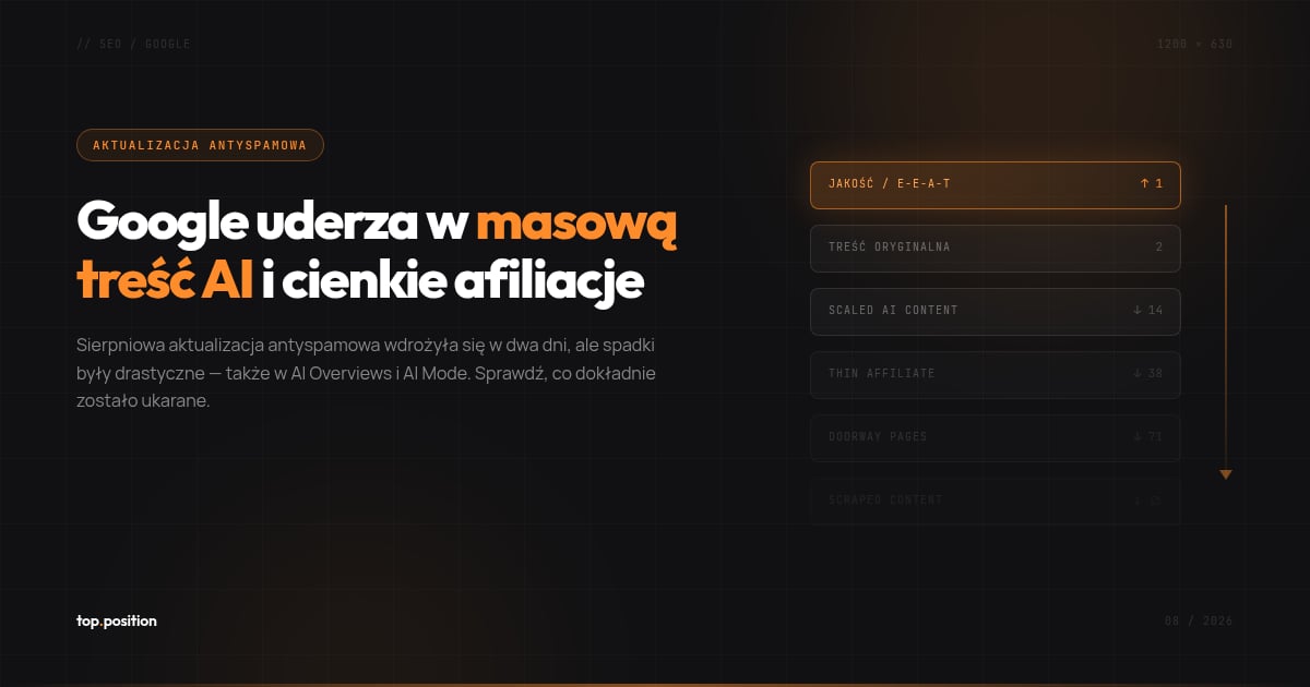 Spam update Google z sierpnia 2026 — 4 przypadki utraty widoczności i wnioski dla właścicieli stron