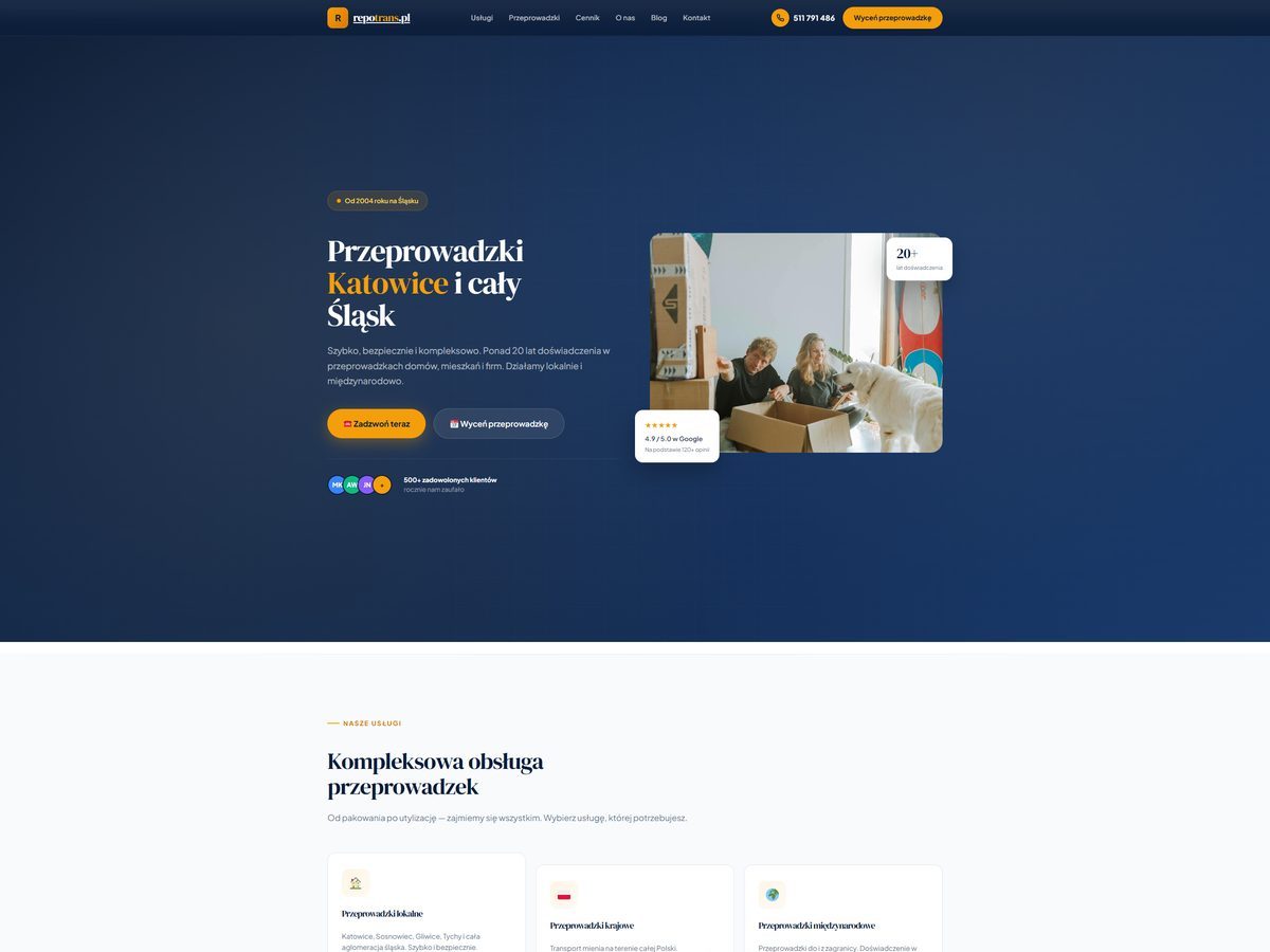 New repotrans.pl website β responsive, modern design, 18 local pages