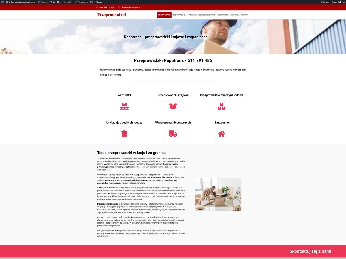 Old repotrans.pl website β non-responsive, outdated design